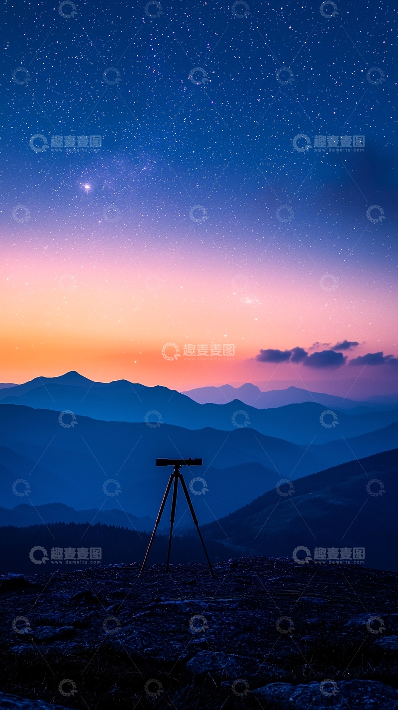 高清大图下载【趣麦麦图】山间夜景星空观测