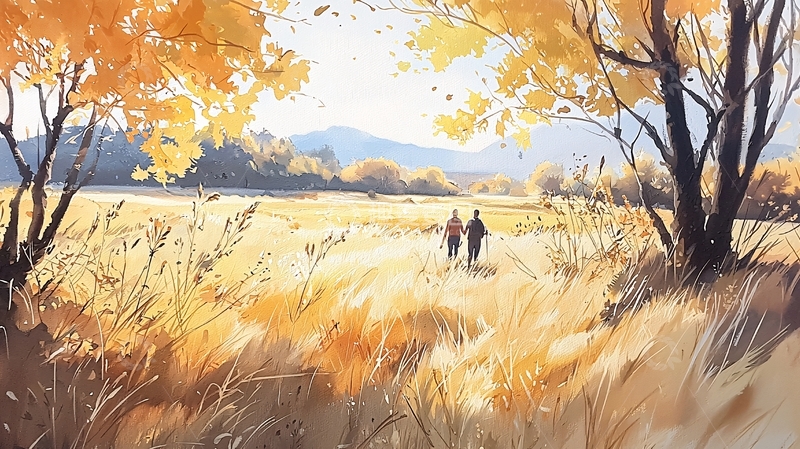 高清大图下载【趣麦麦图】秋日田野漫步