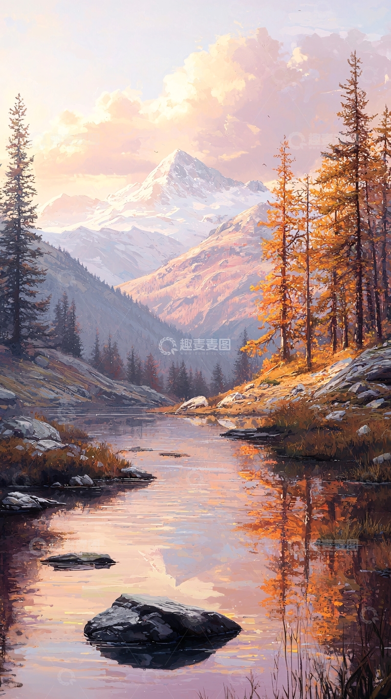 高清大图下载【趣麦麦图】秋日山间静谧湖景