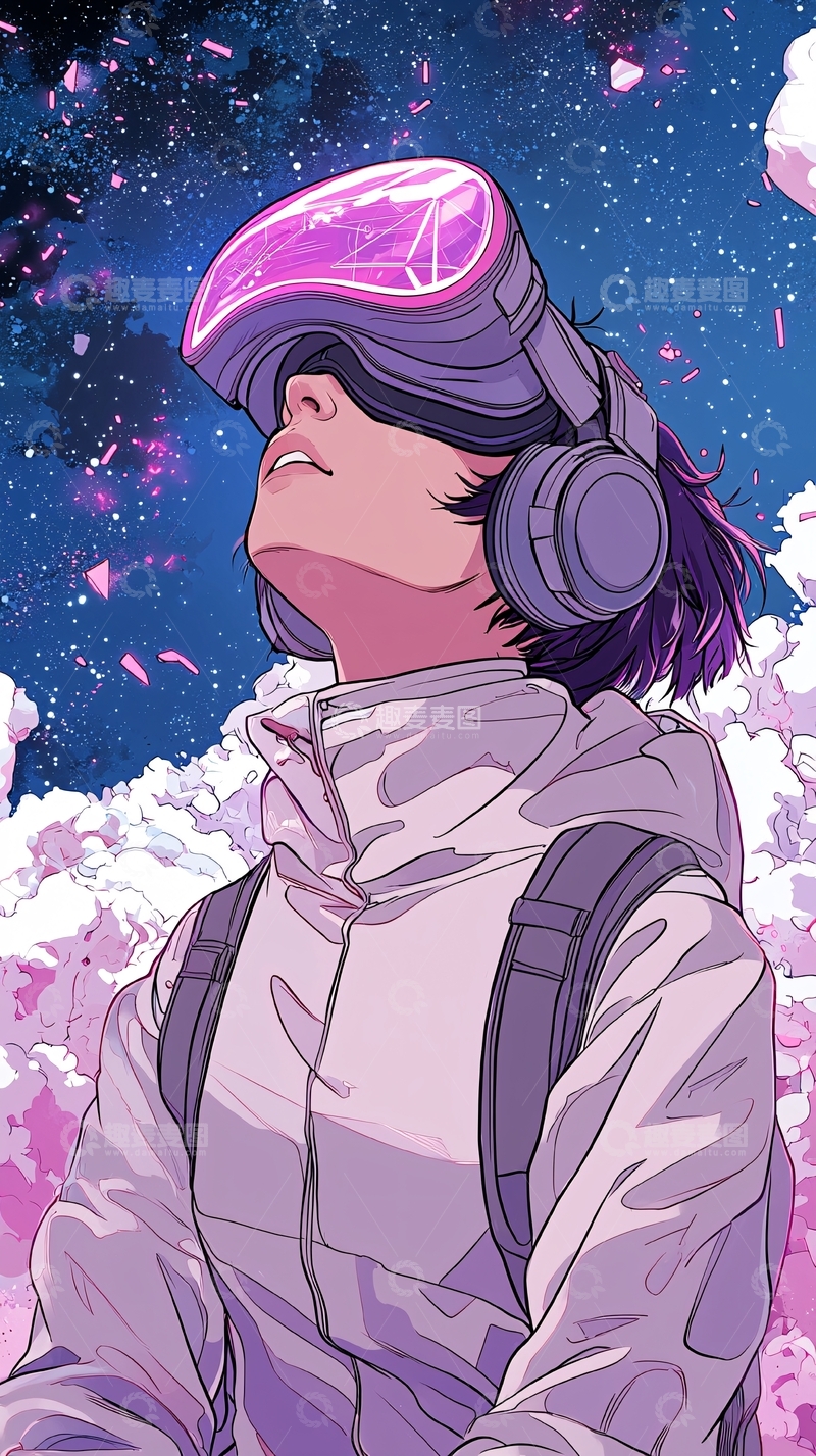 高清大图下载【趣麦麦图】虚拟现实头盔下的星空幻想