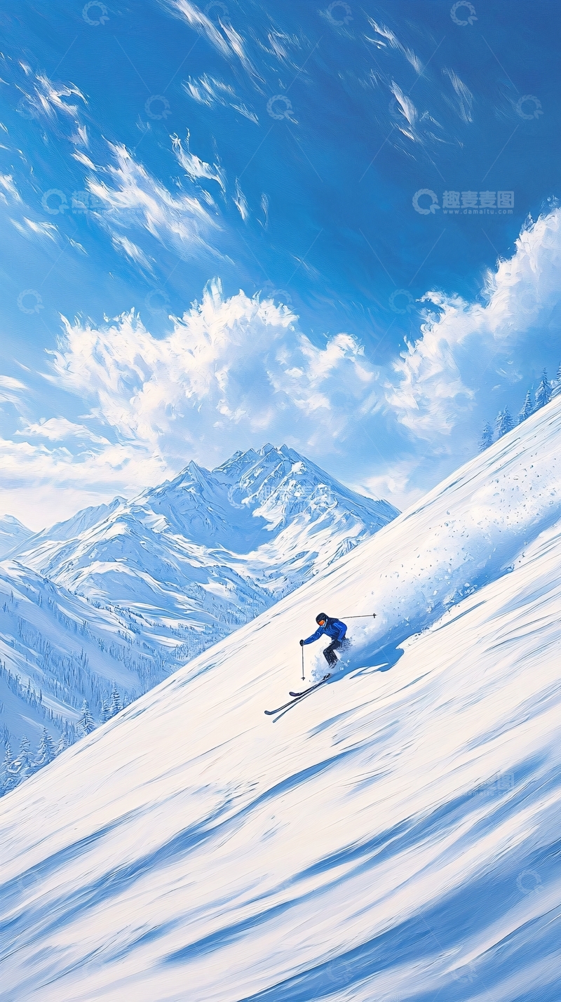 高清大图下载【趣麦麦图】滑雪山景冬季运动