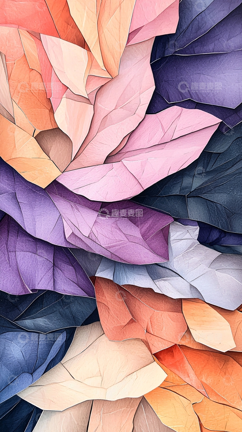 高清大图下载【趣麦麦图】抽象几何花卉图案背景