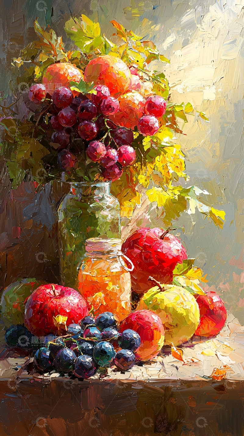 高清大图下载【趣麦麦图】秋日丰收水果静物画