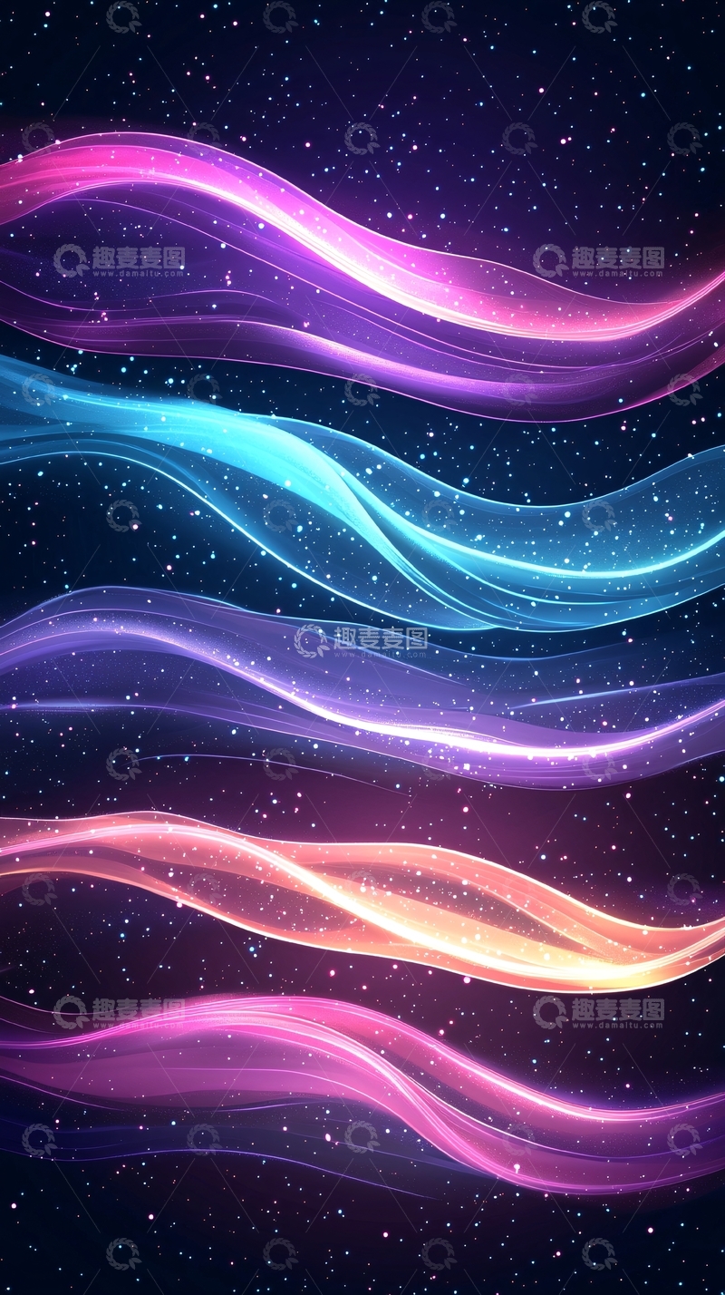 高清大图下载【趣麦麦图】梦幻星空波浪线条背景图