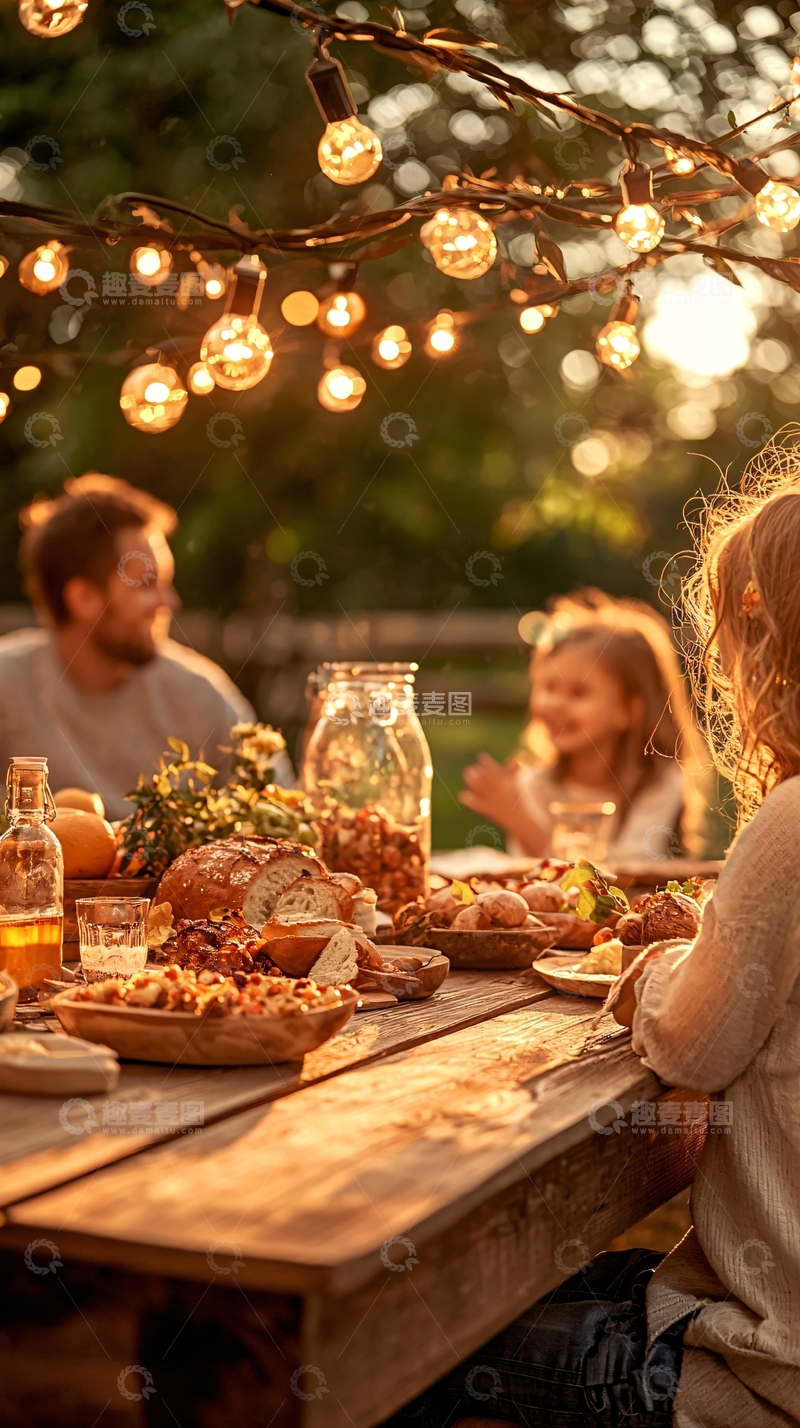 高清大图下载【趣麦麦图】户外家庭晚餐聚会场景