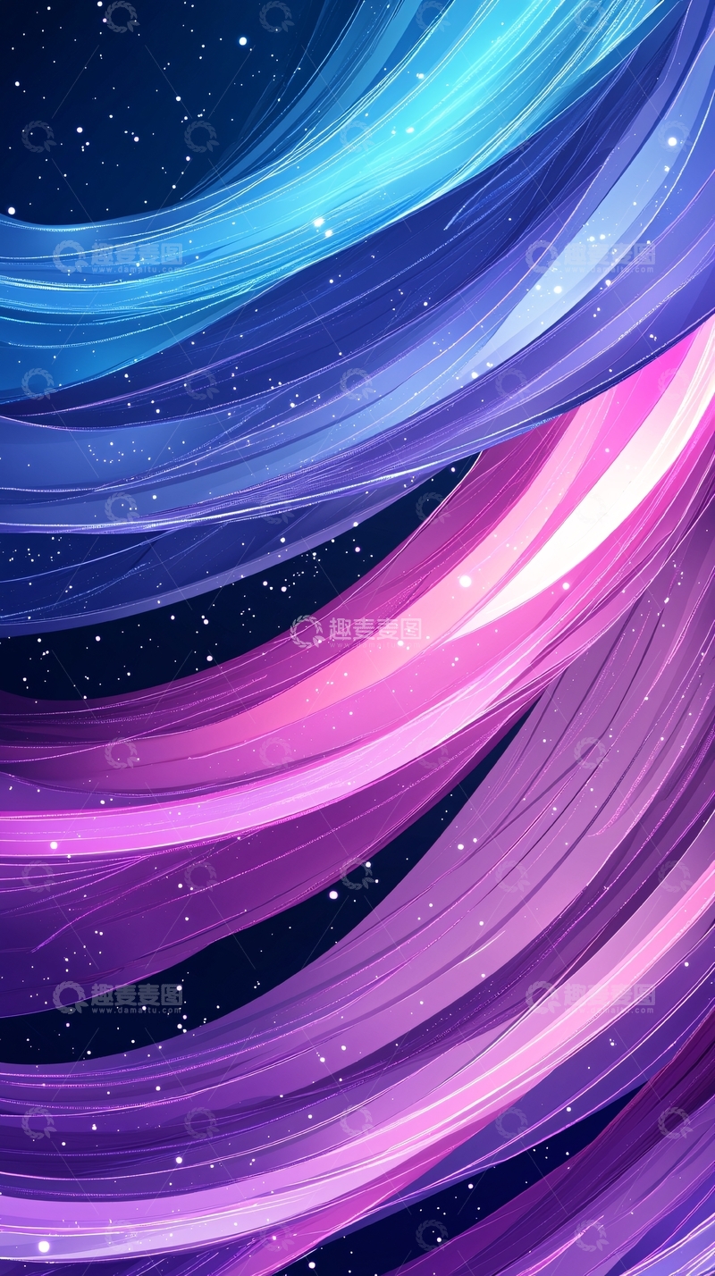高清大图下载【趣麦麦图】梦幻星空流动线条背景