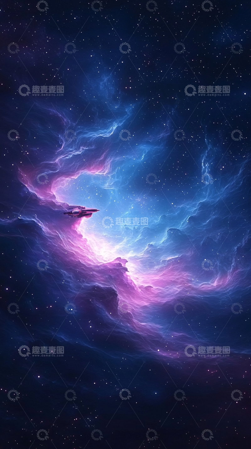 高清大图下载【趣麦麦图】星际飞船穿越星云