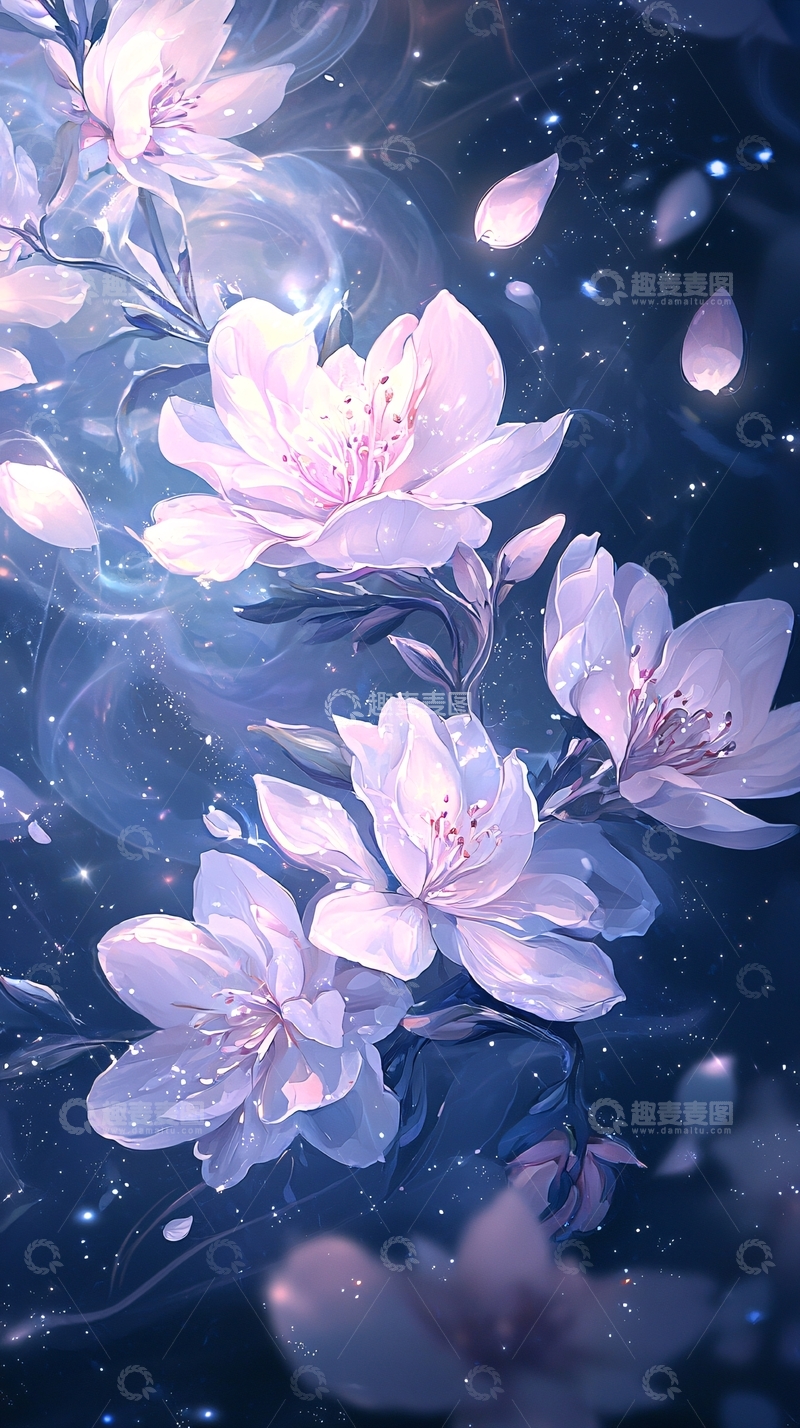 高清大图下载【趣麦麦图】梦幻樱花夜景背景图