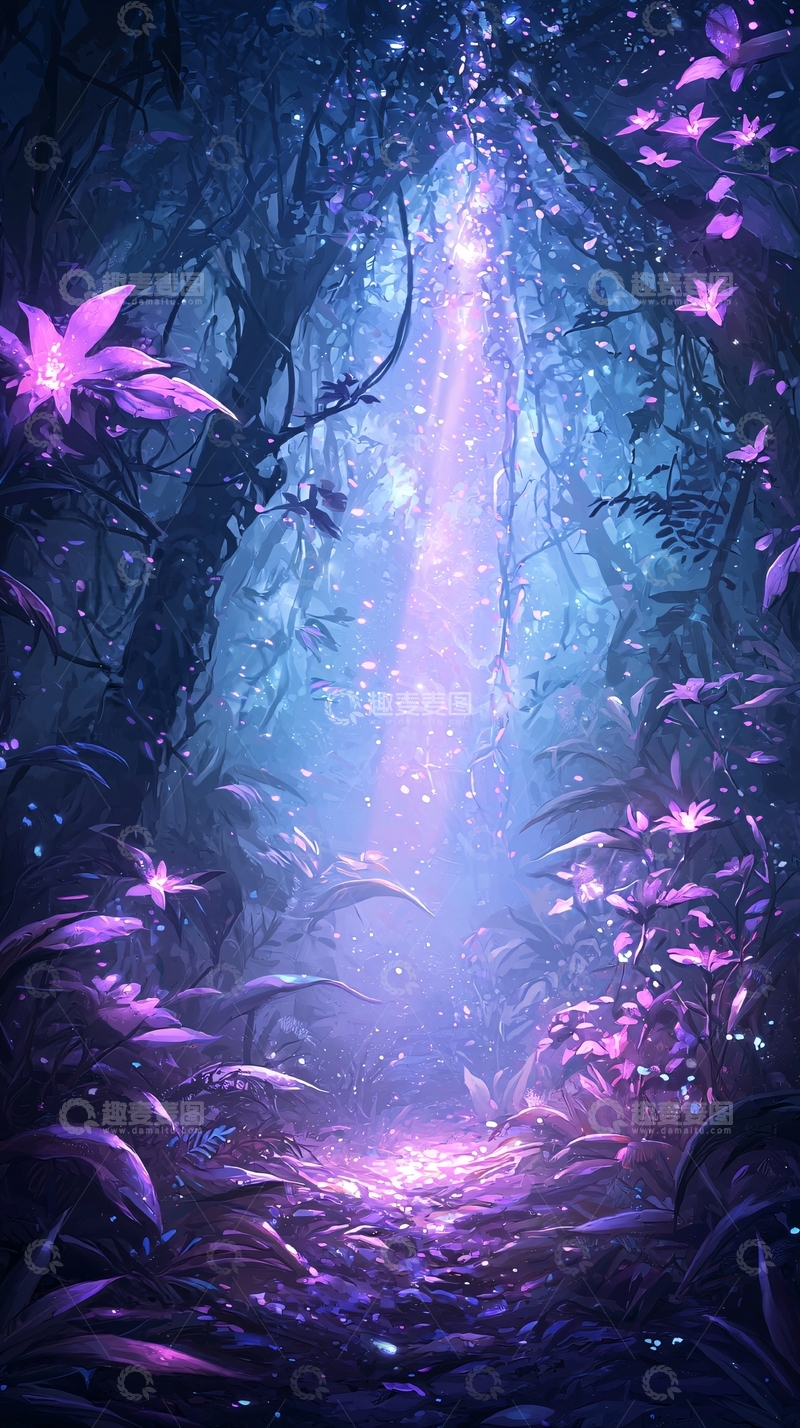 高清大图下载【趣麦麦图】梦幻森林光束
