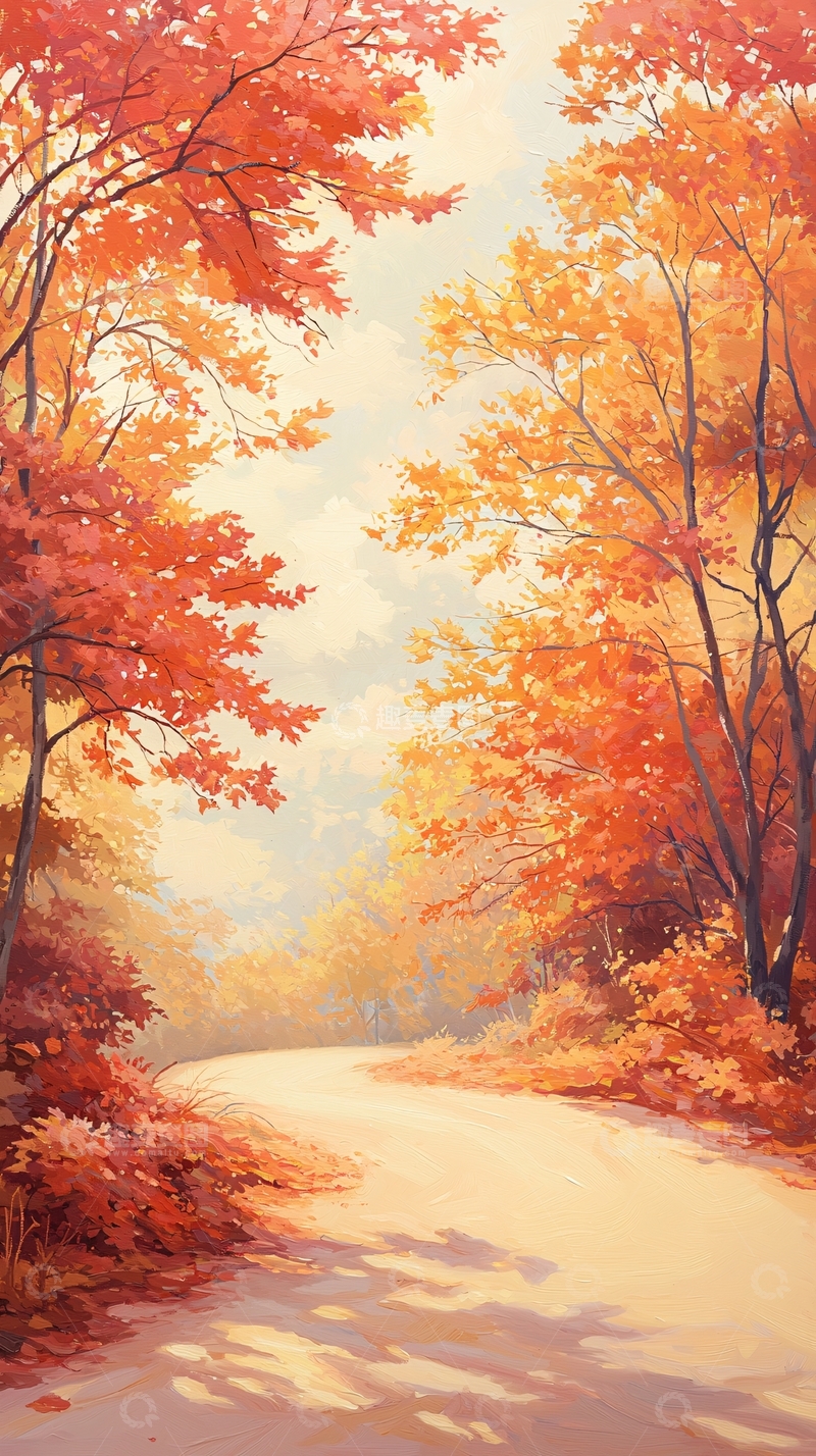 高清大图下载【趣麦麦图】秋日森林小路风景