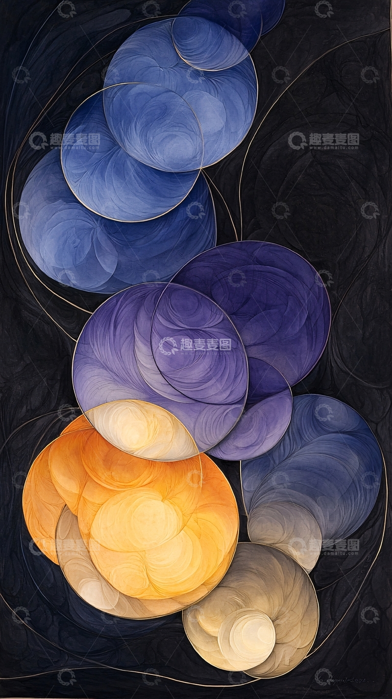 高清大图下载【趣麦麦图】抽象色彩漩涡艺术画