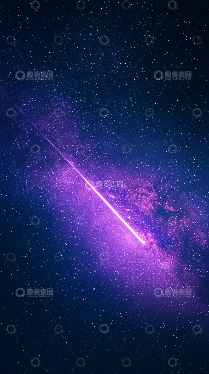 高清大图下载【趣麦麦图】紫色流星夜空星河