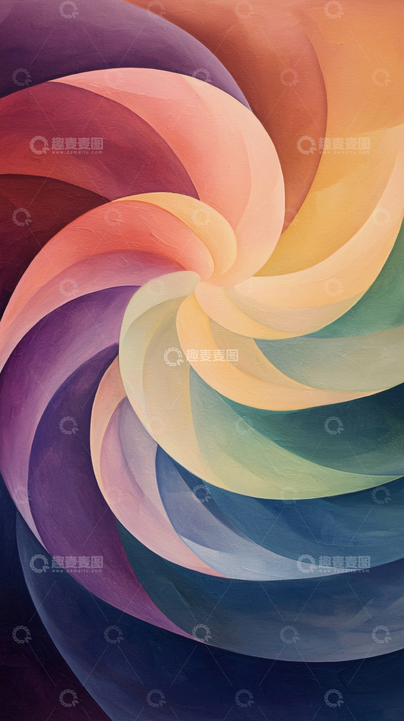 高清大图下载【趣麦麦图】彩虹螺旋抽象艺术背景