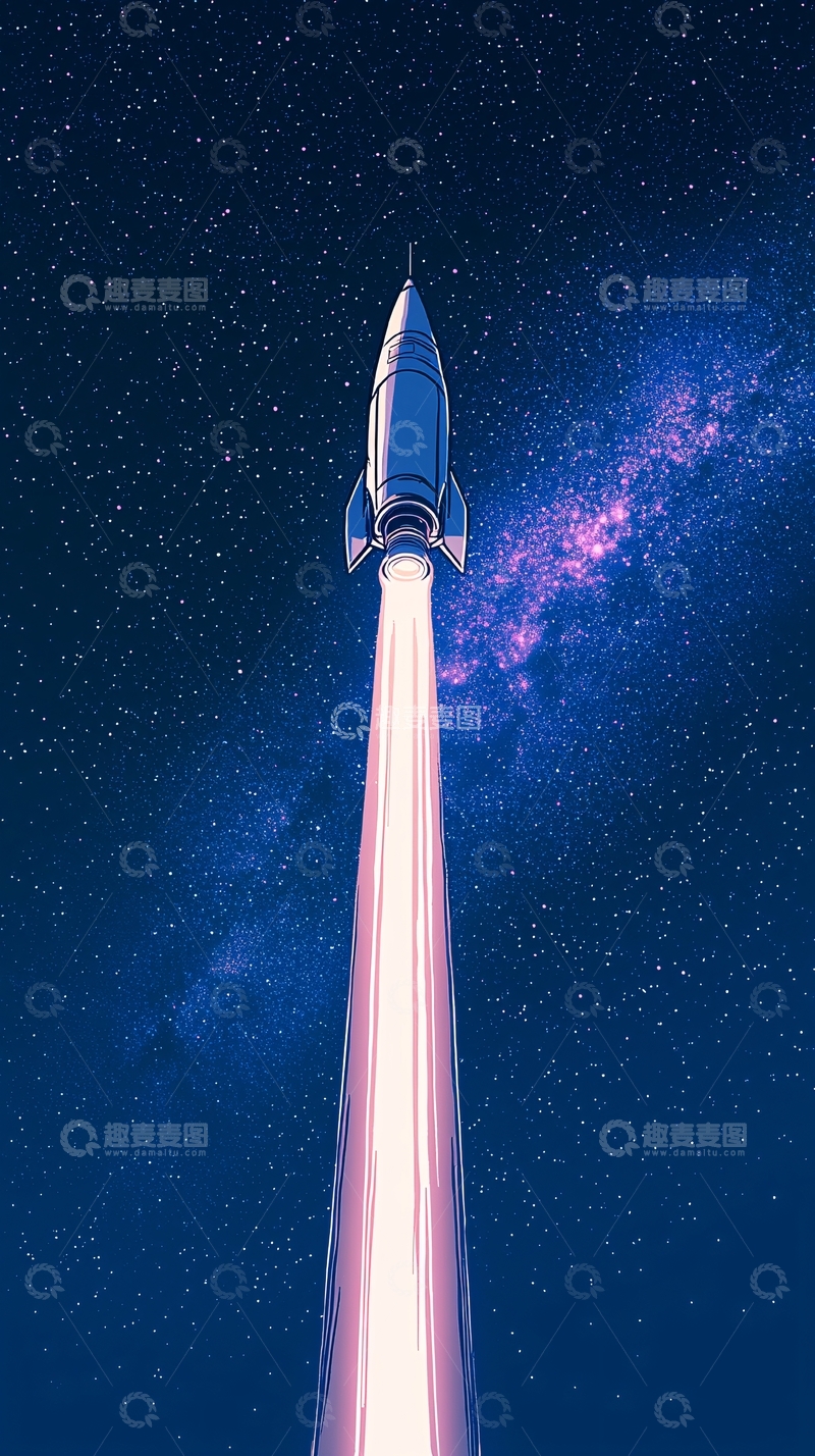 高清大图下载【趣麦麦图】火箭升空星空背景