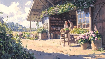 乡村花园里的花店