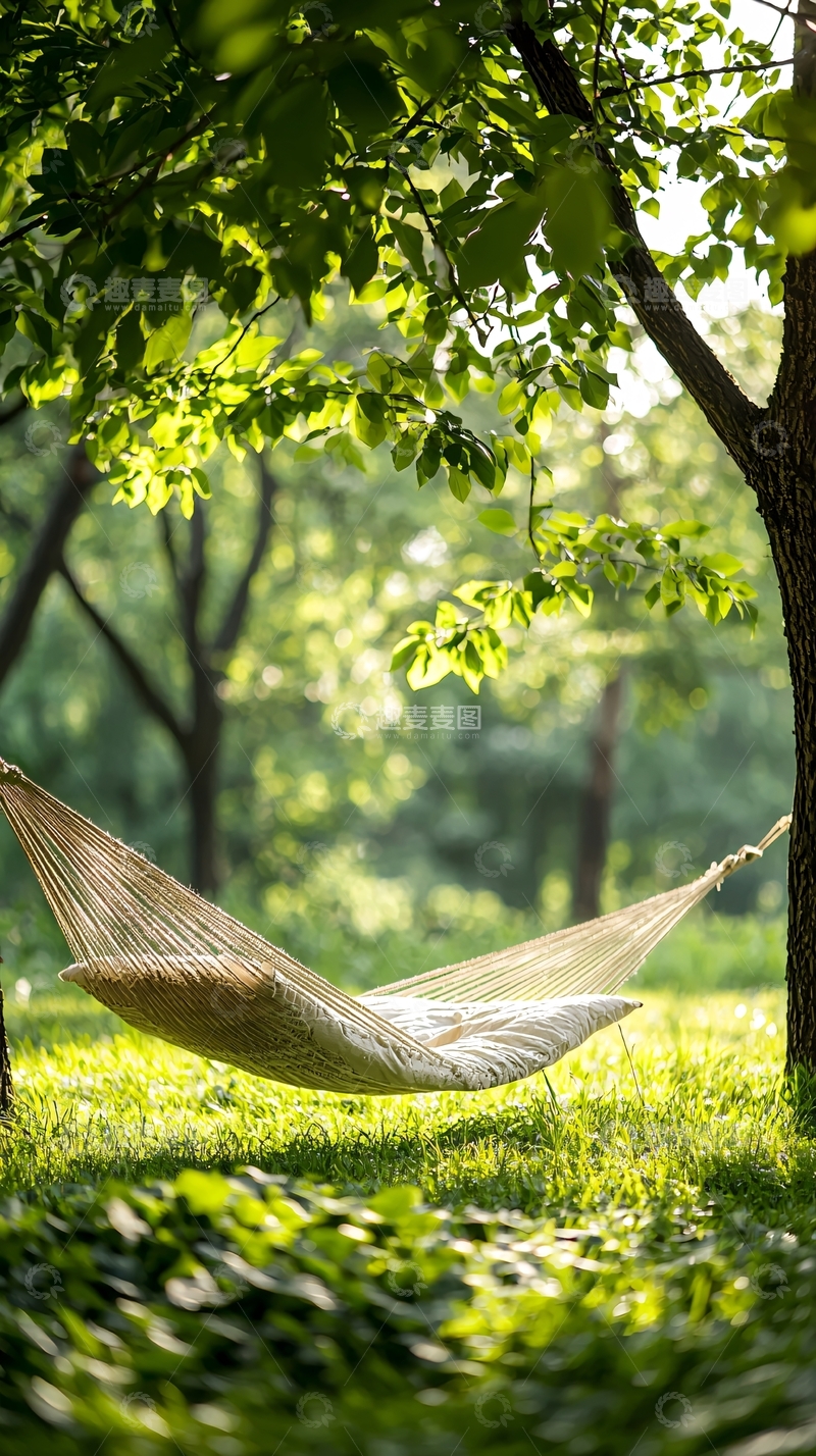 高清大图下载【趣麦麦图】树荫下的吊床