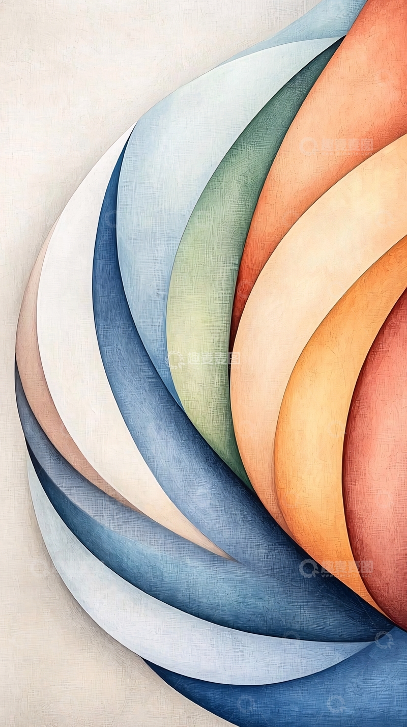 高清大图下载【趣麦麦图】抽象色彩渐变曲线背景图