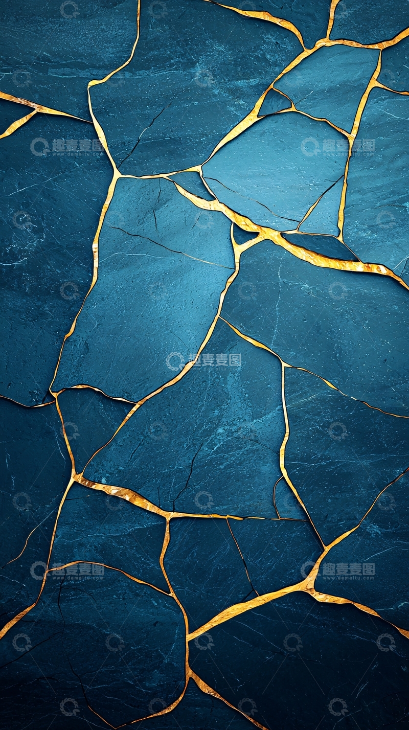 高清大图下载【趣麦麦图】蓝色裂纹大理石纹理背景