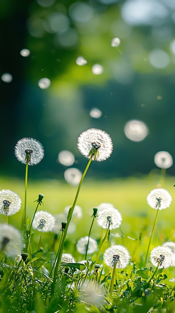 蒲公英飘飞的春天景色
