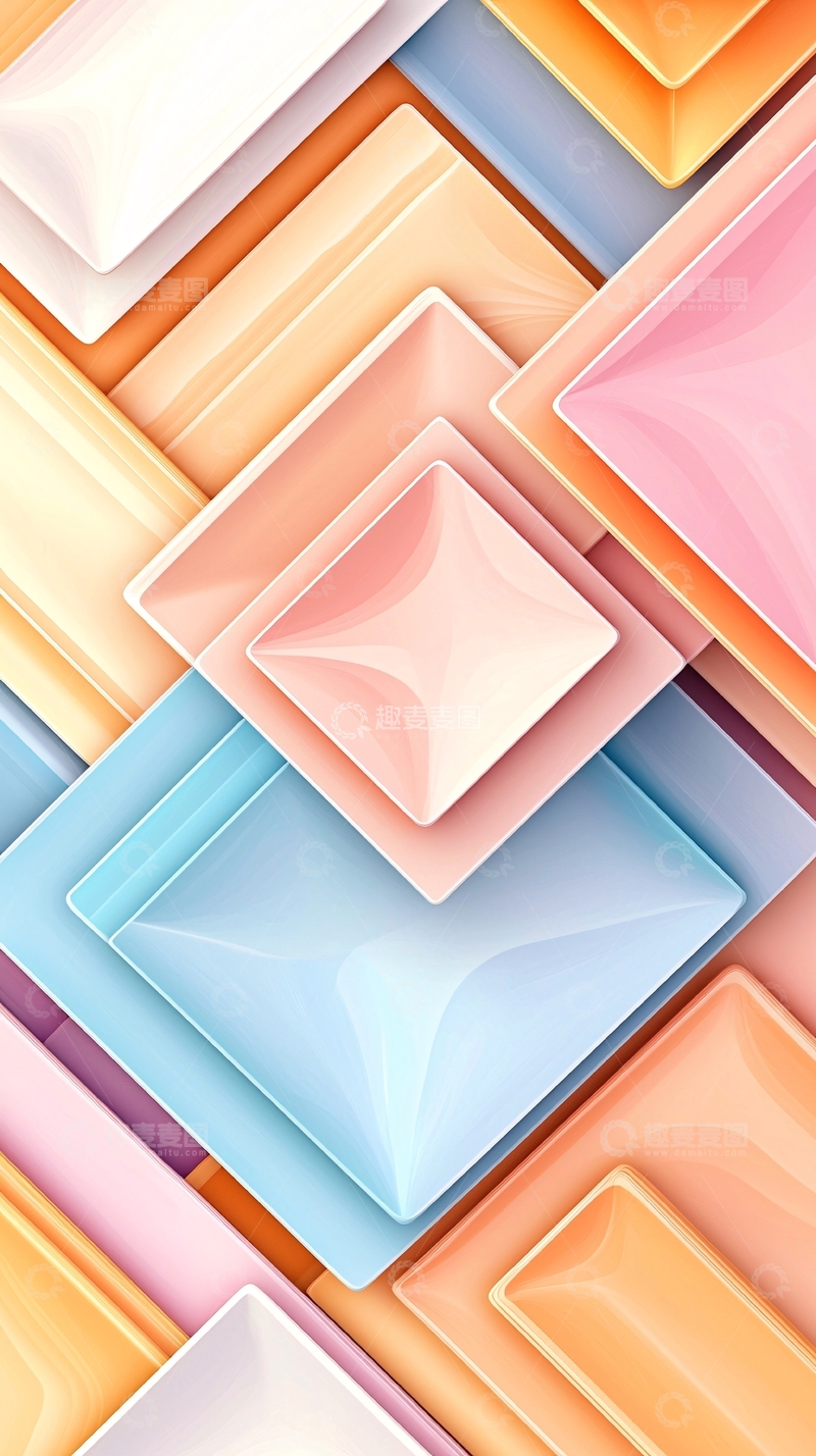 高清大图下载【趣麦麦图】抽象几何立体方块背景图