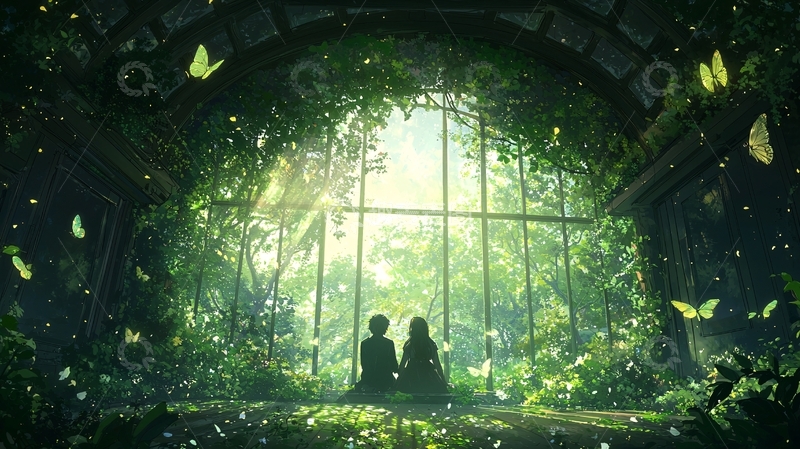 高清大图下载【趣麦麦图】温室中的光影与蝴蝶