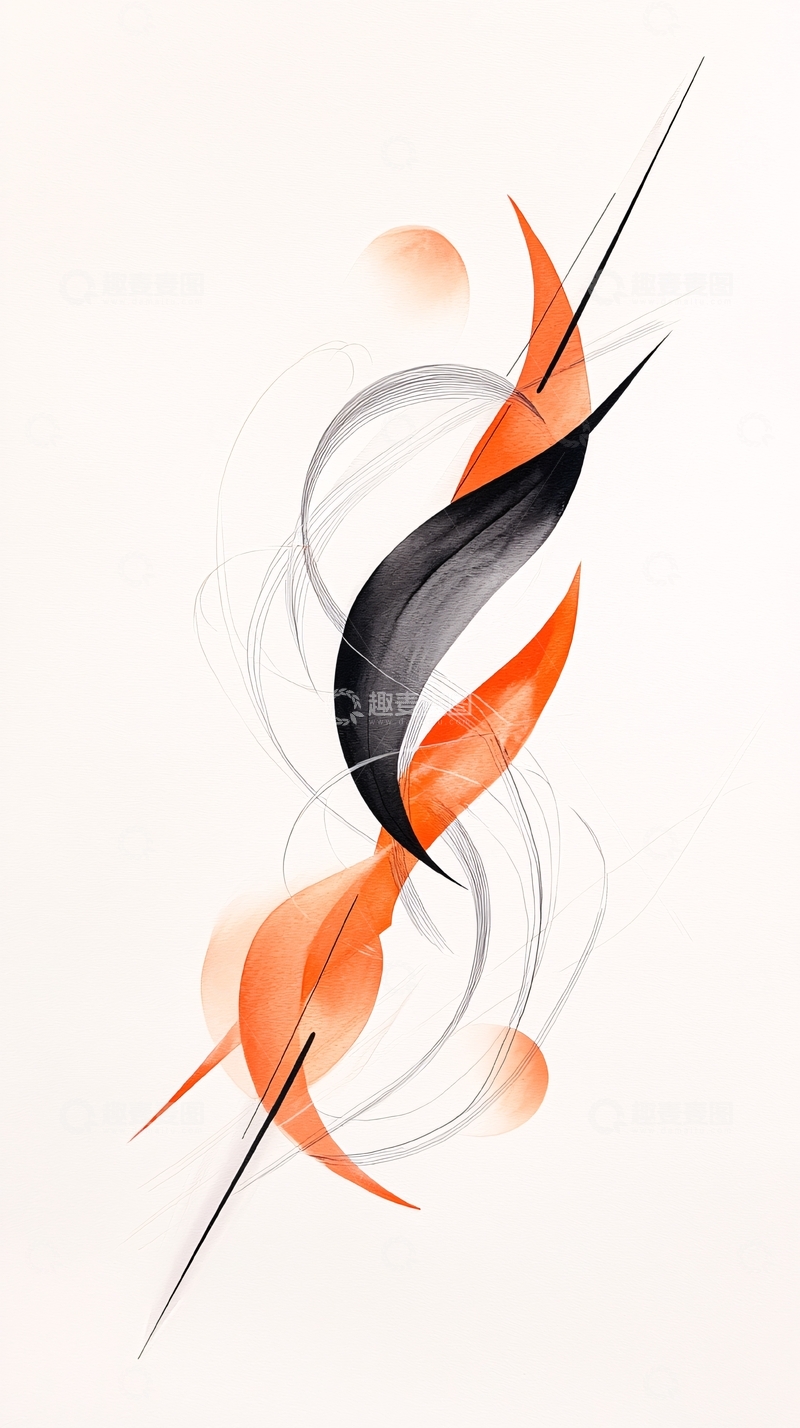高清大图下载【趣麦麦图】抽象橙色线条艺术背景