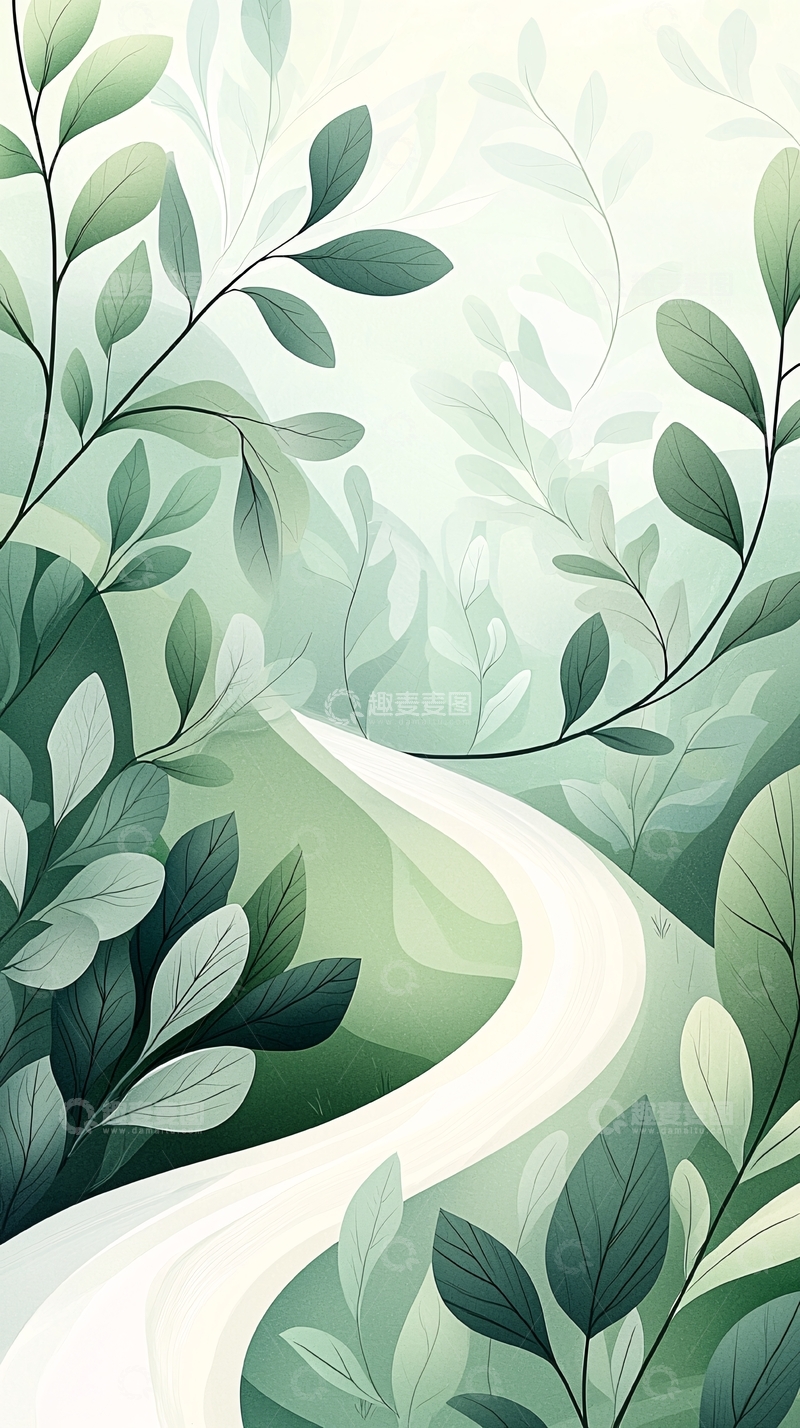 高清大图下载【趣麦麦图】蜿蜒小路与绿色植物