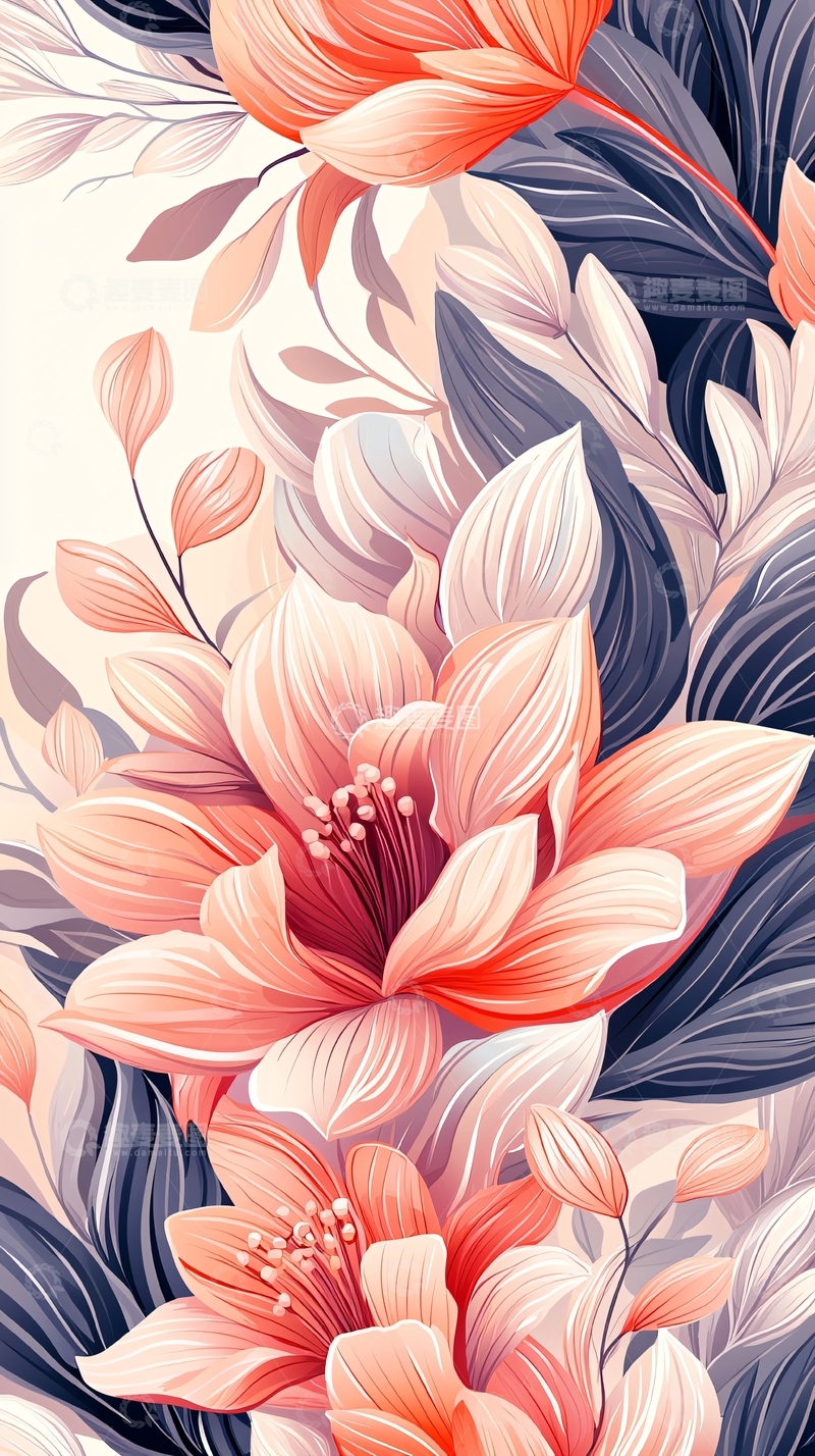 高清大图下载【趣麦麦图】粉红色花朵背景图案