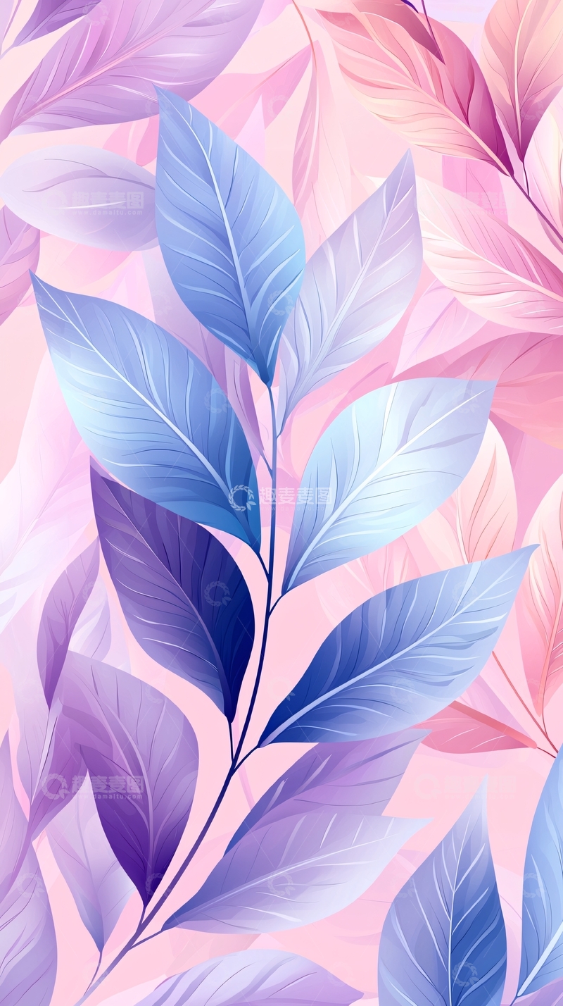 高清大图下载【趣麦麦图】梦幻紫色叶子背景图