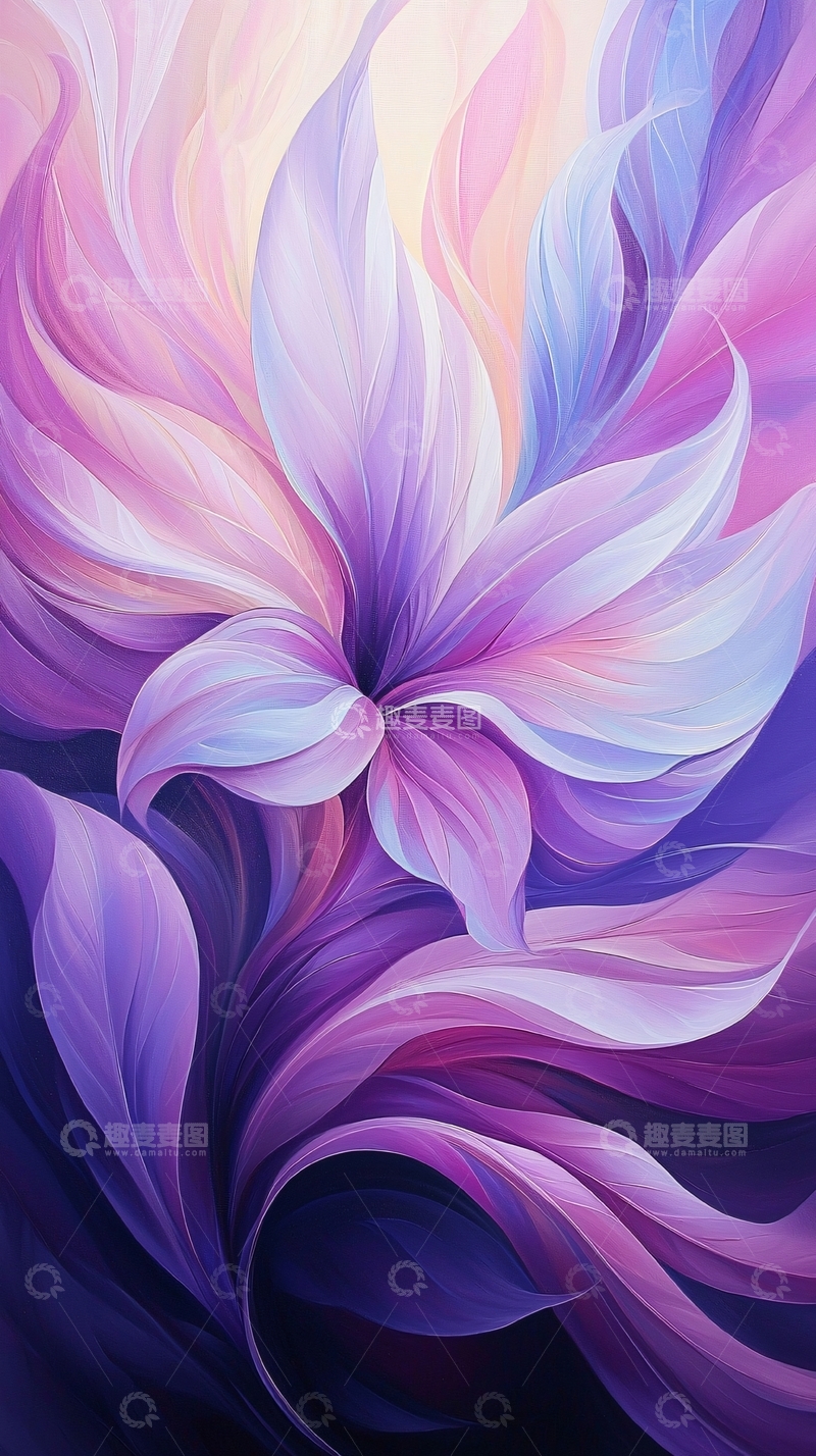 高清大图下载【趣麦麦图】梦幻紫色抽象花卉艺术背景