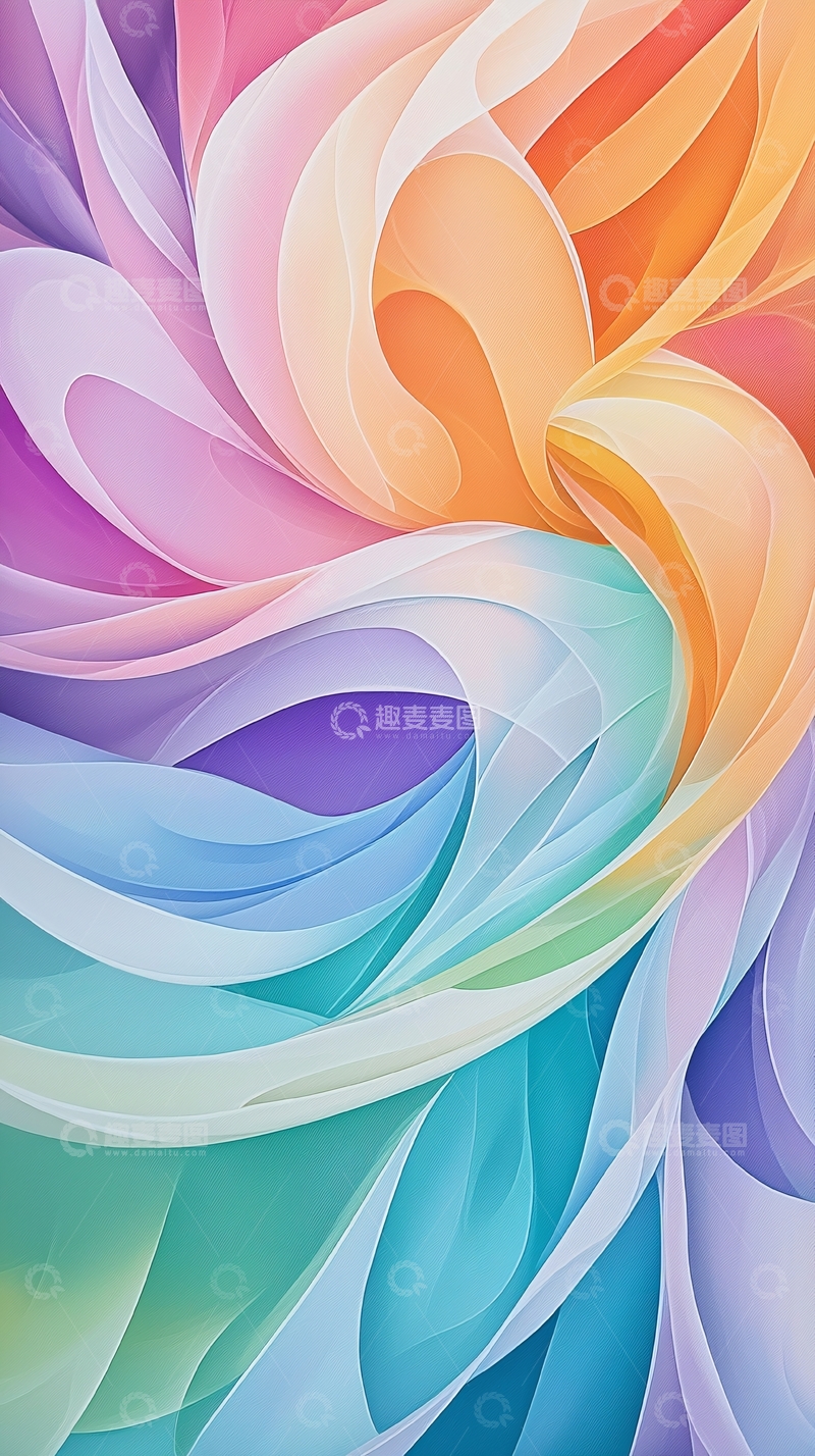 高清大图下载【趣麦麦图】彩虹漩涡抽象艺术背景