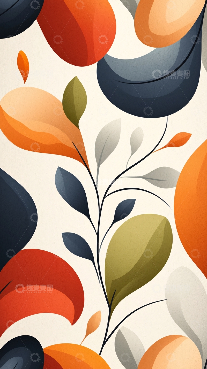 高清大图下载【趣麦麦图】抽象花卉艺术图案背景