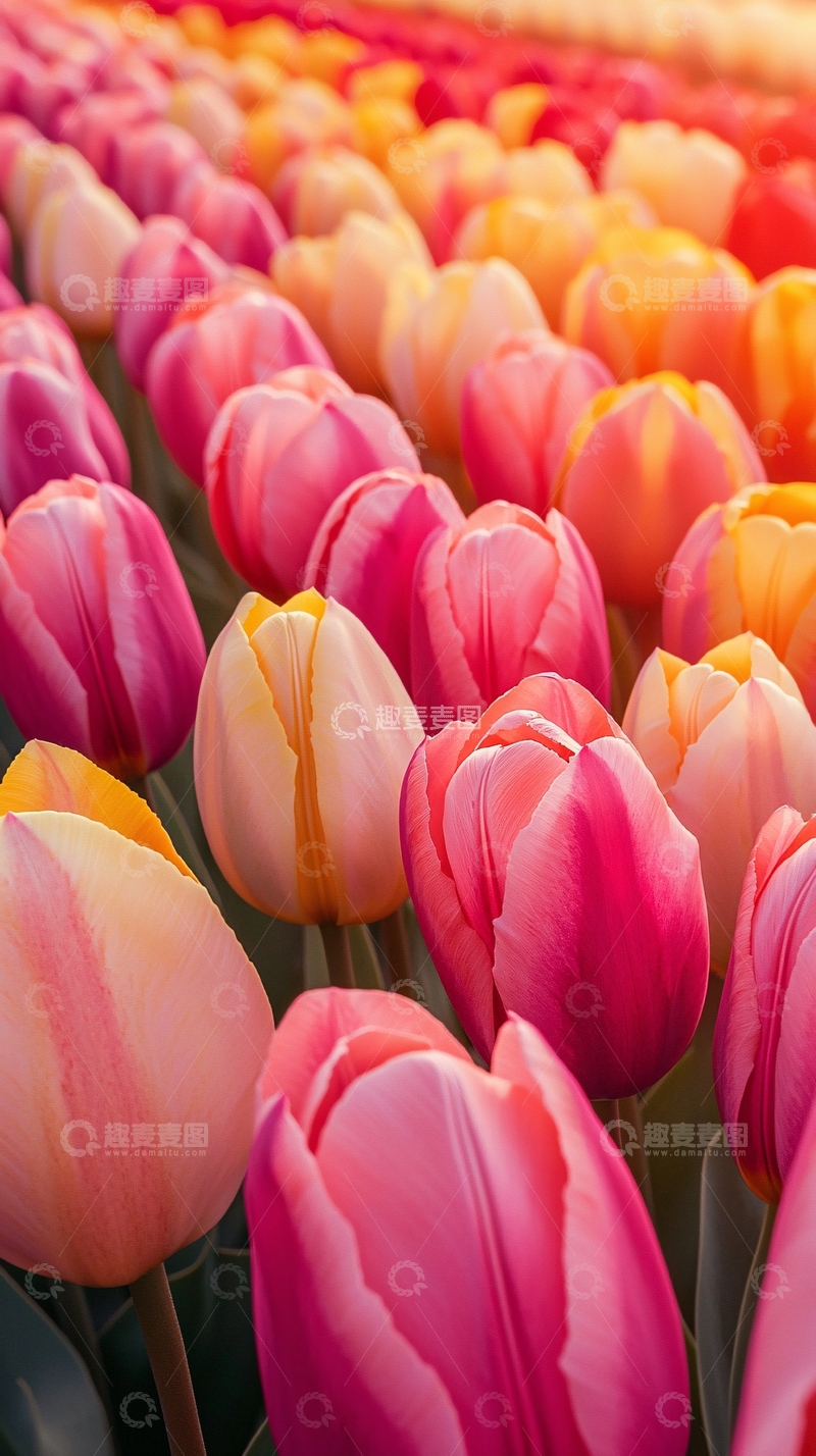高清大图下载【趣麦麦图】五彩斑斓的郁金香花田