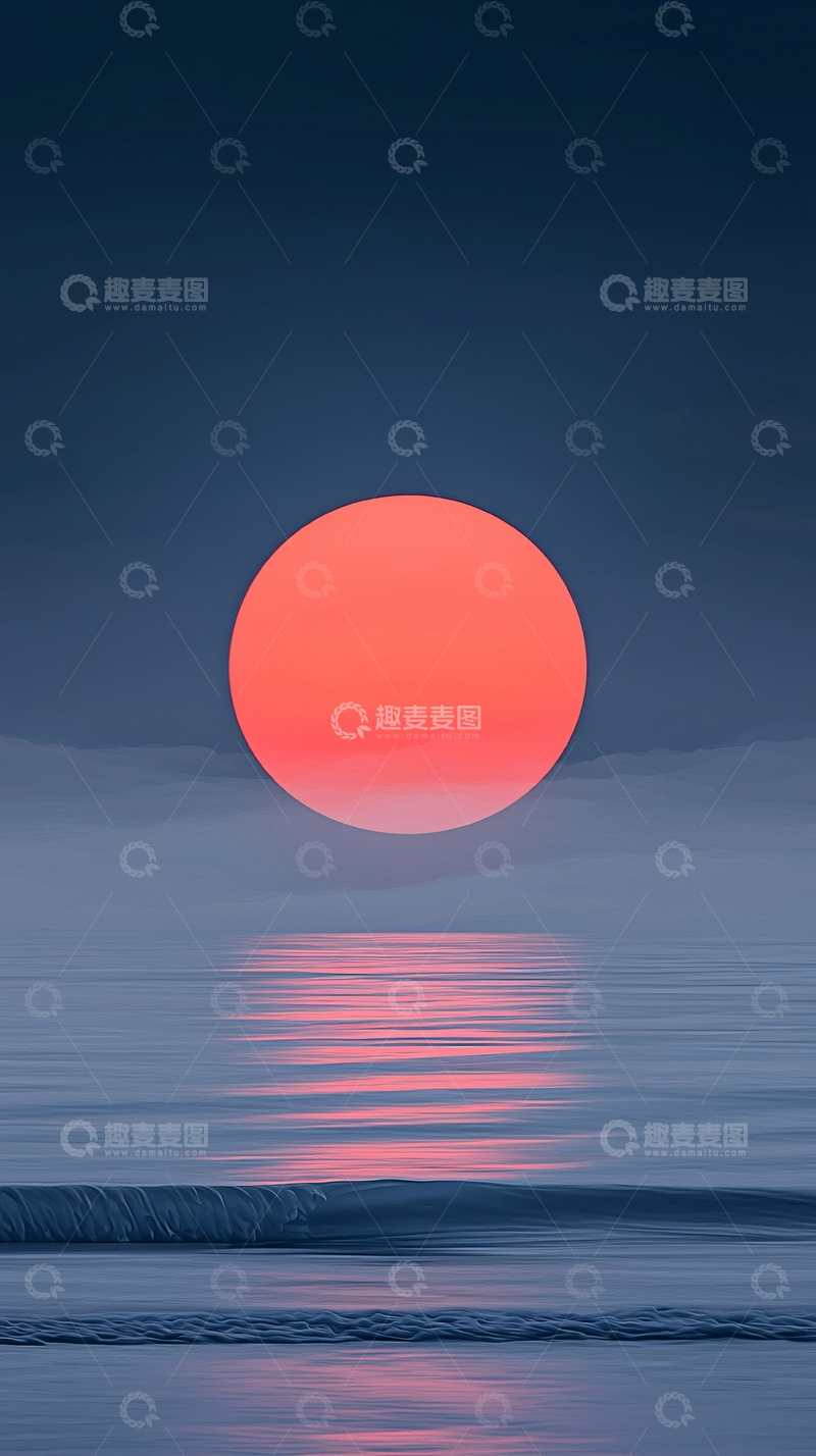 高清大图下载【趣麦麦图】日落海景简约艺术图
