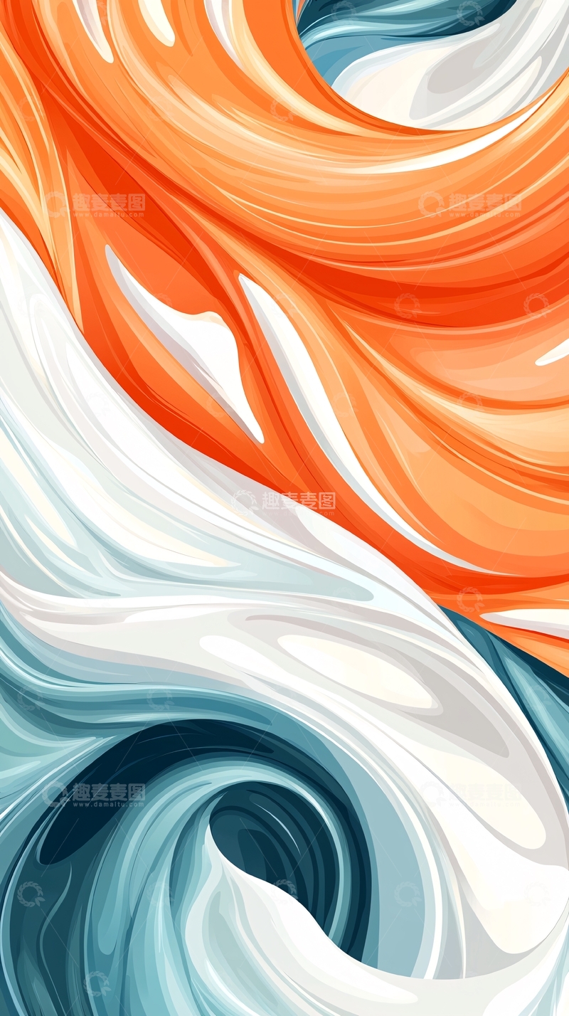 高清大图下载【趣麦麦图】橙蓝渐变流动抽象背景