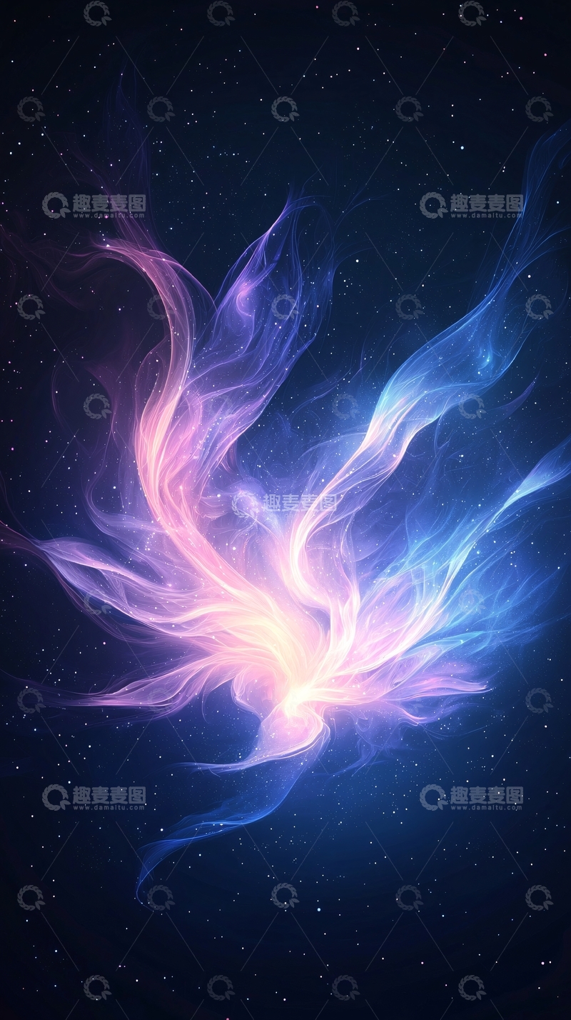 高清大图下载【趣麦麦图】梦幻星空中的光羽