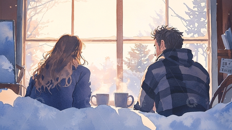 高清大图下载【趣麦麦图】冬日暖阳下的情侣