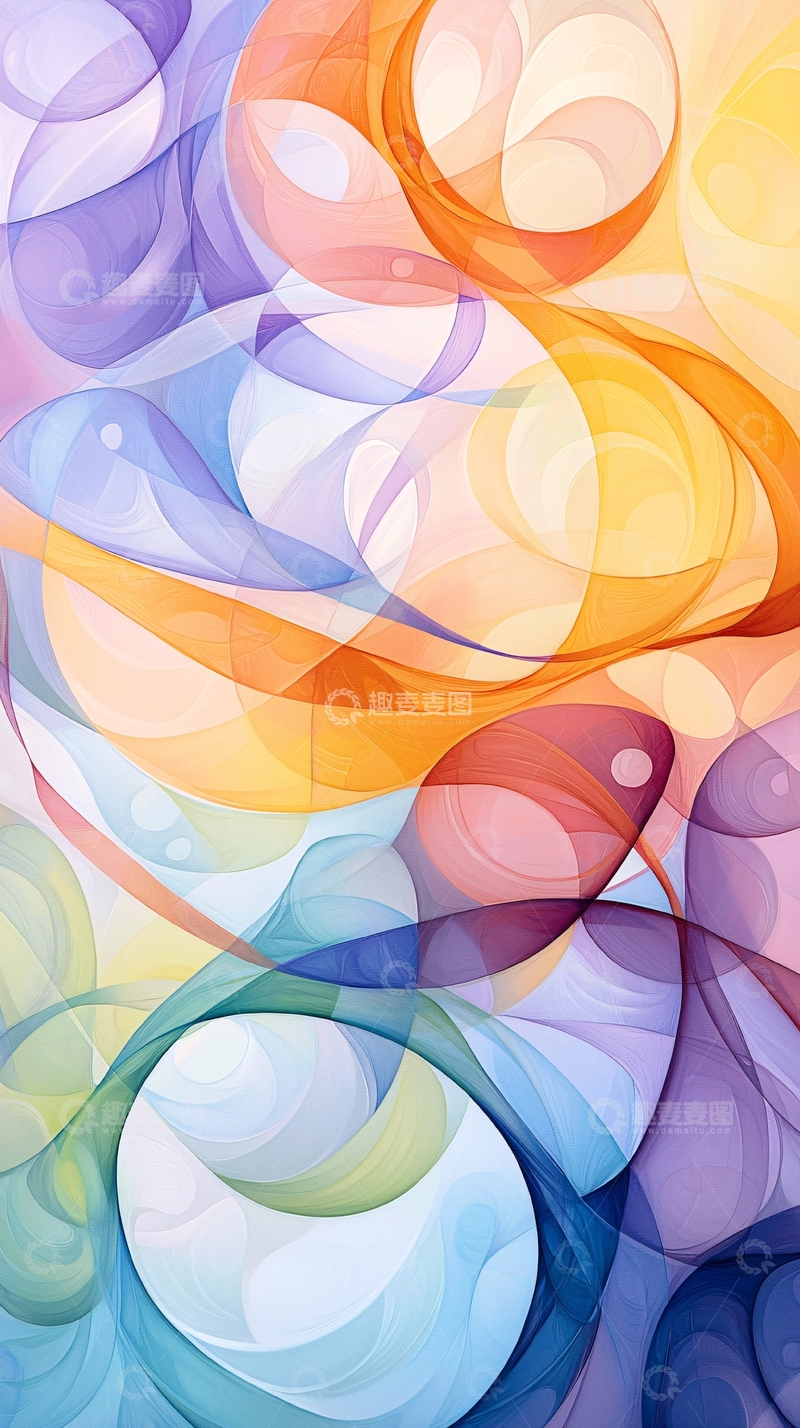 高清大图下载【趣麦麦图】抽象色彩流动曲线背景图