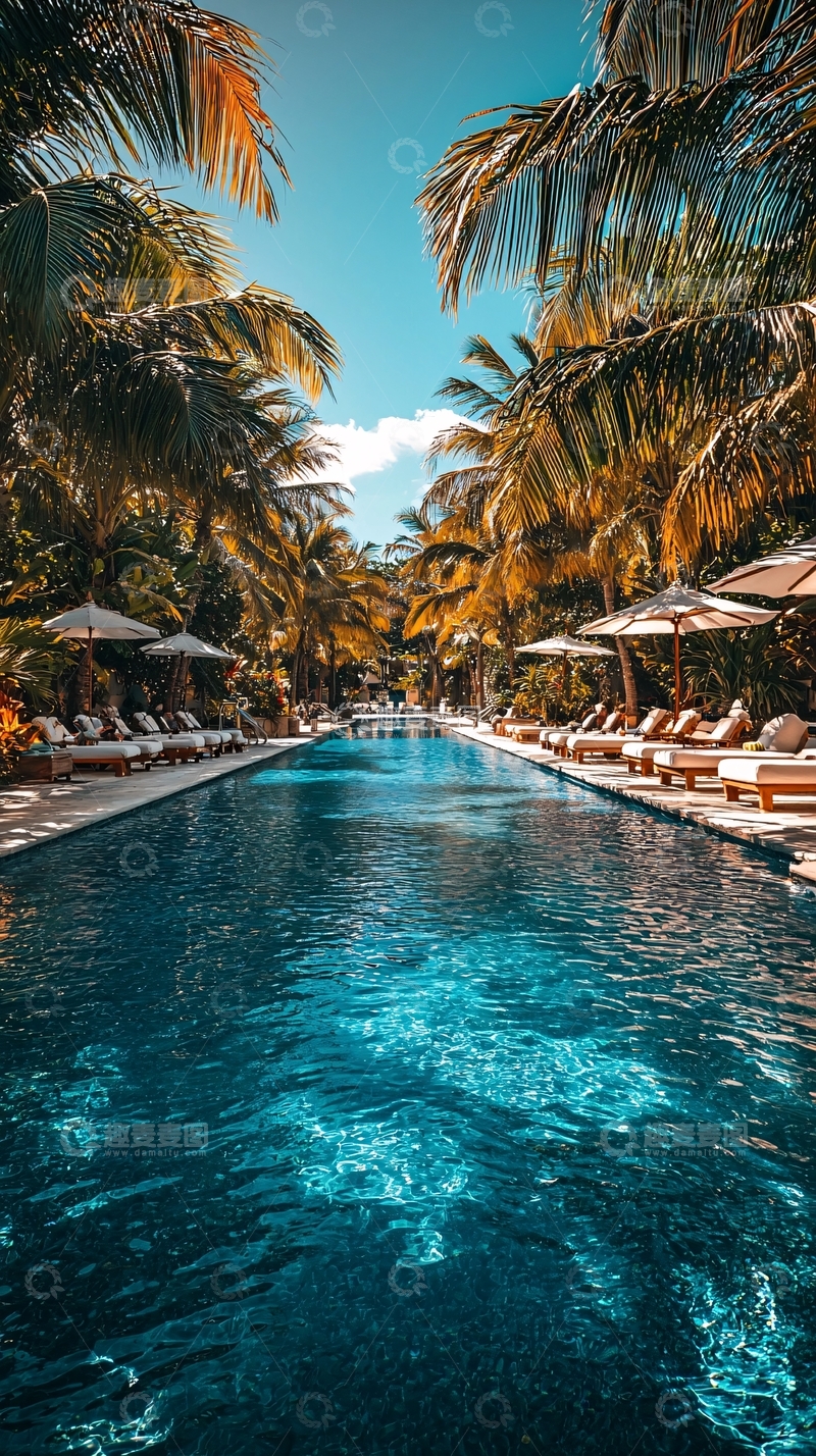高清大图下载【趣麦麦图】热带度假泳池风光