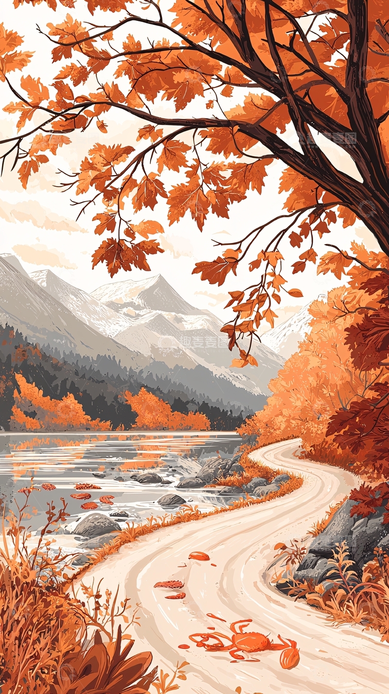 高清大图下载【趣麦麦图】秋日山间小路风景图