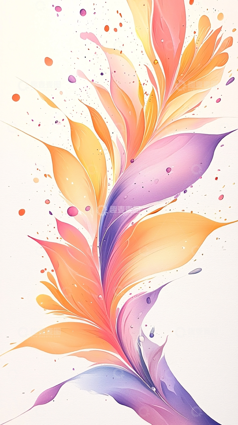 高清大图下载【趣麦麦图】色彩斑斓的抽象艺术花朵图案