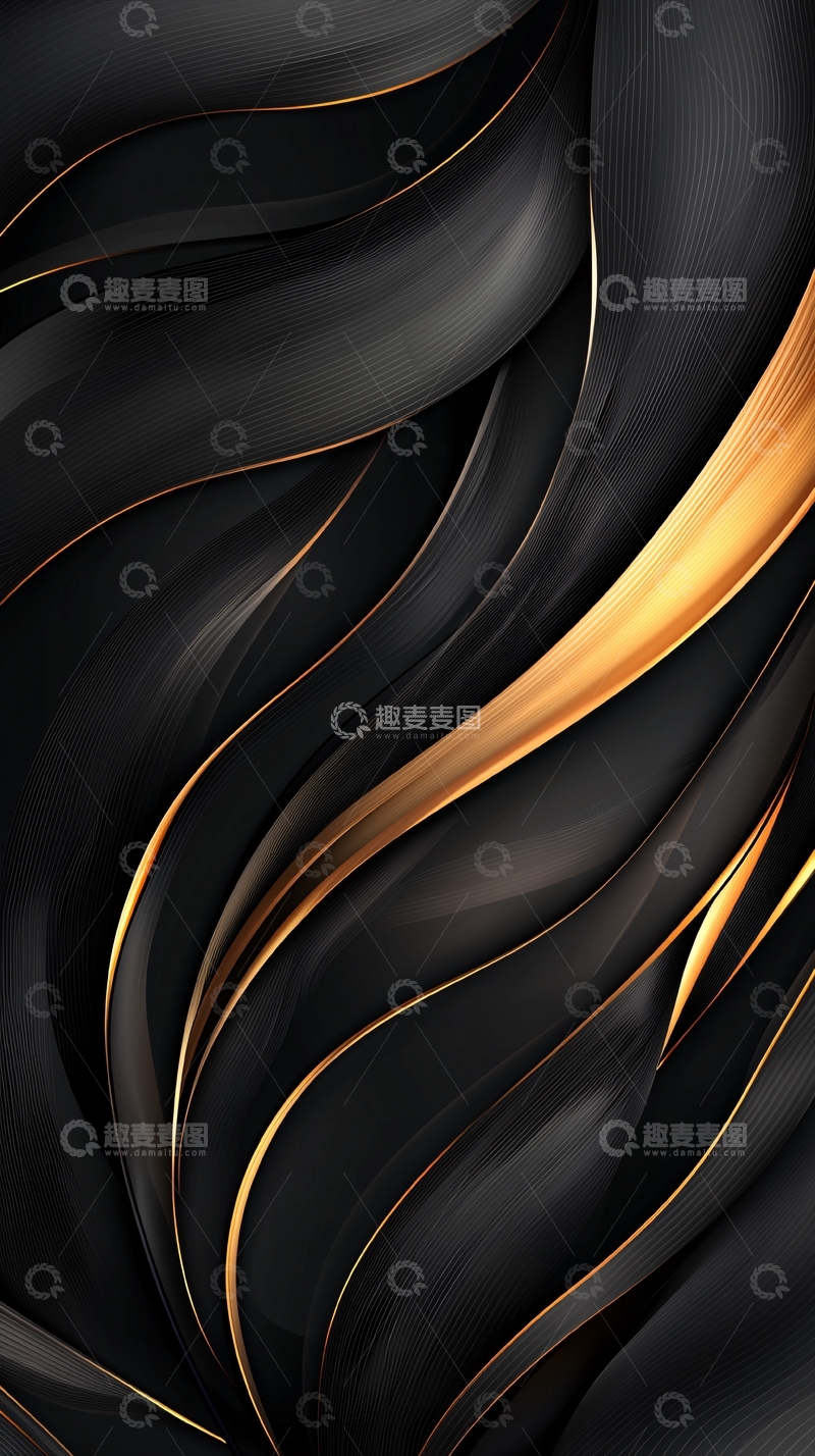 高清大图下载【趣麦麦图】黑色金色抽象线条背景