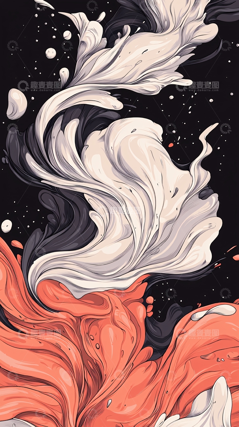 高清大图下载【趣麦麦图】抽象流动液体艺术插画