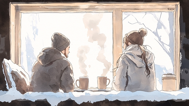 高清大图下载【趣麦麦图】冬日窗边对话