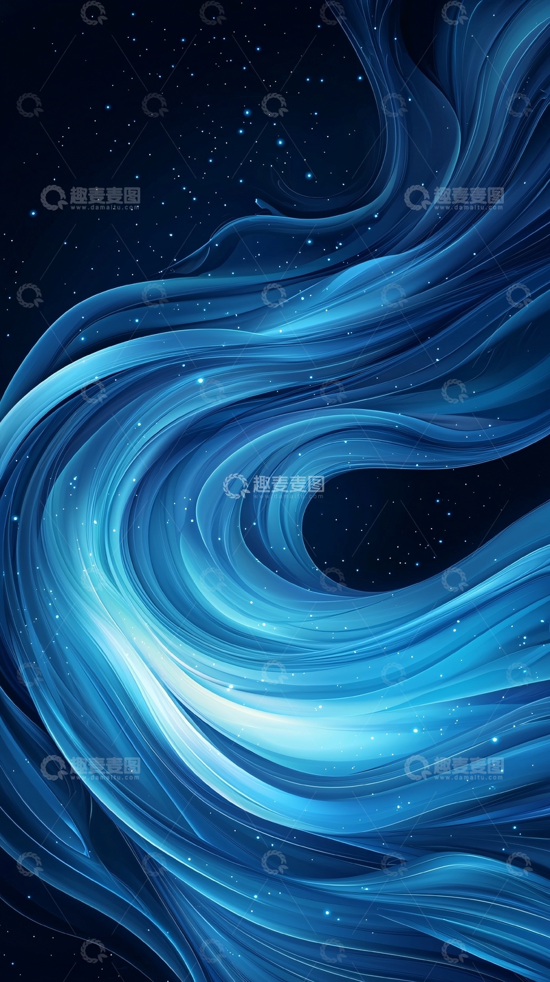 高清大图下载【趣麦麦图】蓝色流光星空背景