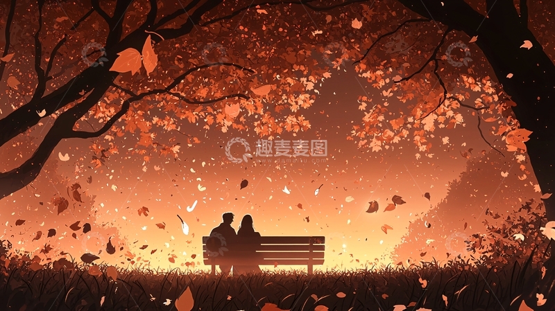 高清大图下载【趣麦麦图】秋日黄昏下的浪漫约会