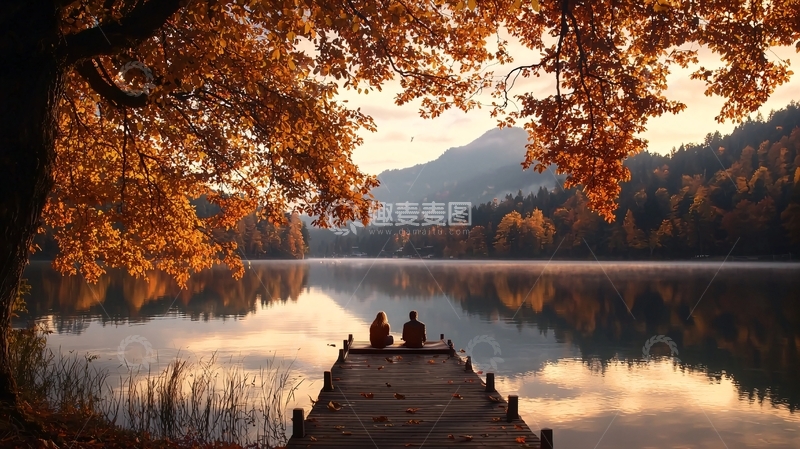 高清大图下载【趣麦麦图】秋日湖畔静谧时光