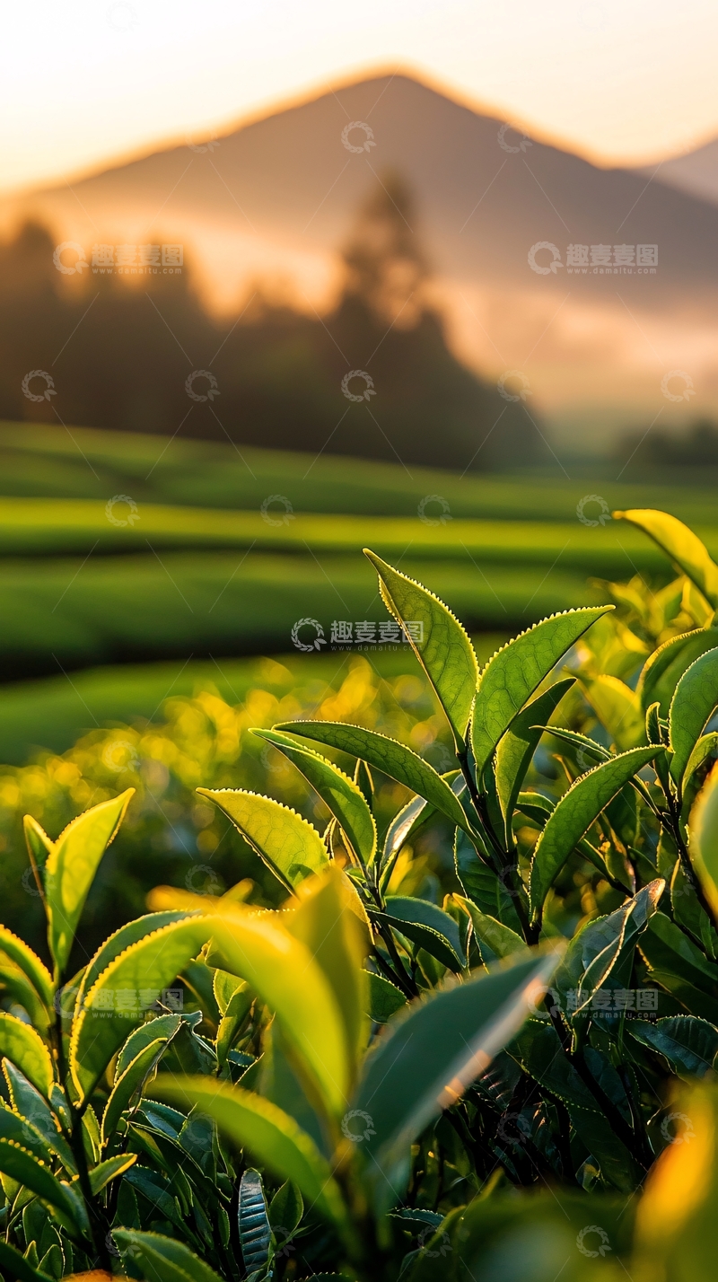 高清大图下载【趣麦麦图】茶园日出风景