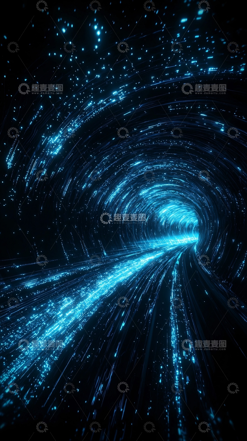 高清大图下载【趣麦麦图】蓝色光带隧道背景