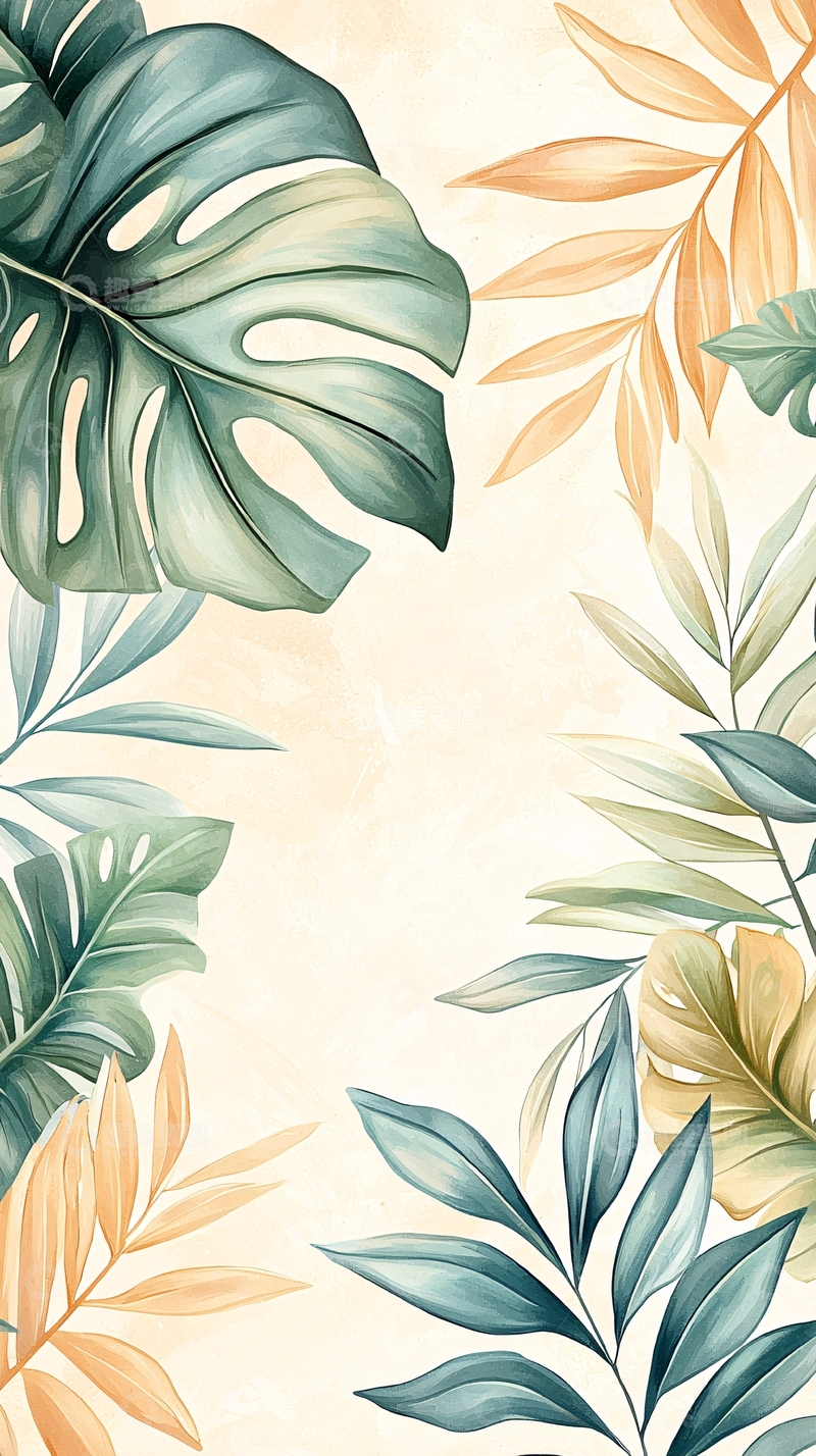 高清大图下载【趣麦麦图】热带植物叶子背景图